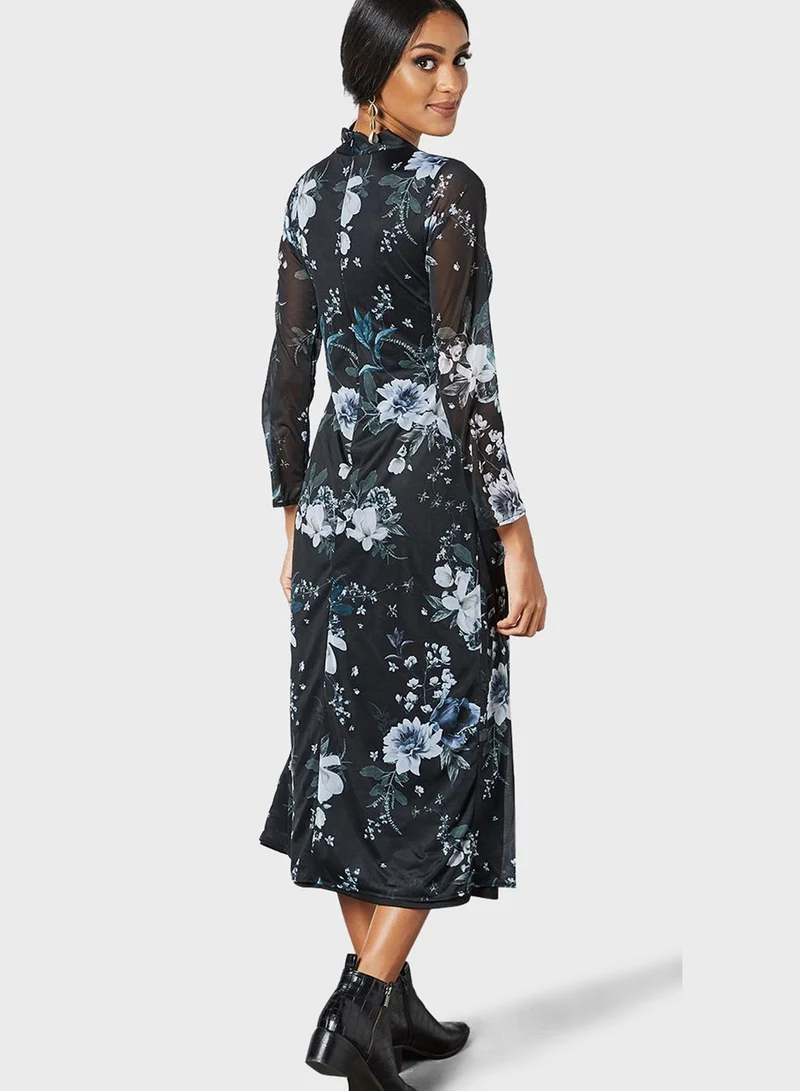 SIVVI for HANIYA Floral Print Midi Dress
