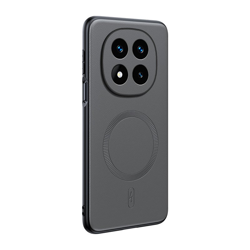 MagSafe Leather Case Protective , Texture , , Black , Cover for Redmi Note 14 Pro with Easy Storage - Image 5