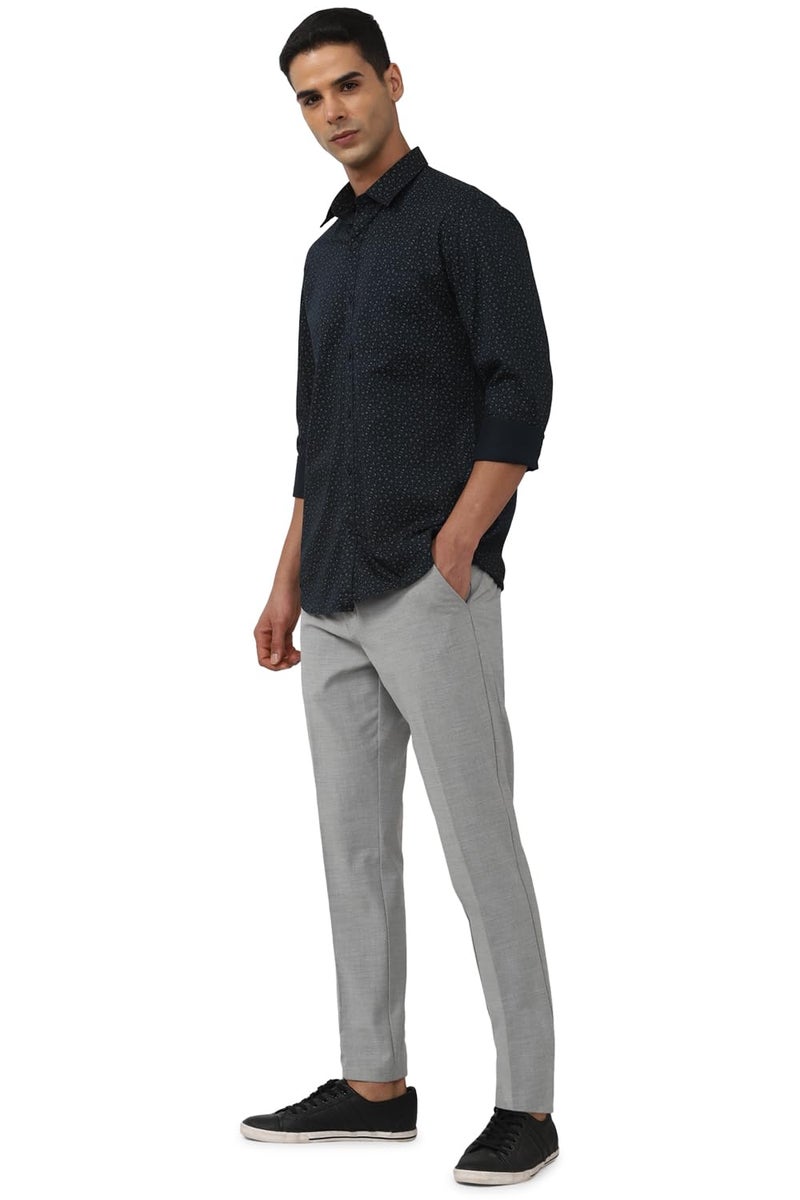 Peter England Men's Everyday Ditsy Print Slim Fit Full Sleeve Casual Shirt | 100% Cotton, Black - Image 2