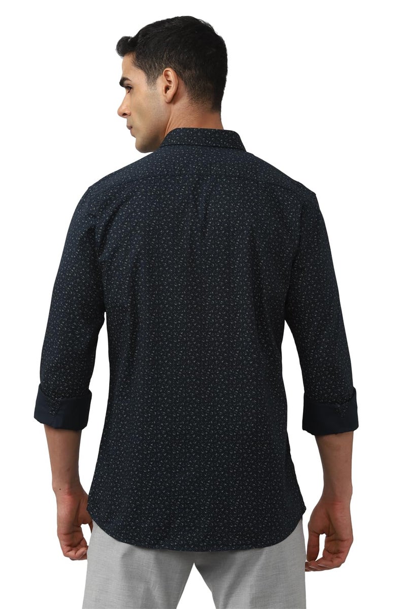 Peter England Men's Everyday Ditsy Print Slim Fit Full Sleeve Casual Shirt | 100% Cotton, Black - Image 5