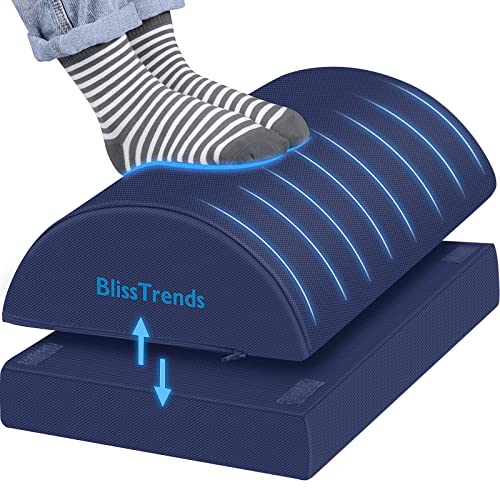 BlissTrends Foot Rest for Under Desk at Work-Versatile Foot Stool with Washable Cover-Comfortable Footrest with 2 Adjustable Heights for Car,Home and Office to Relieve Back,Lumbar,Knee Pain-Blue - Image 1