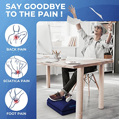 BlissTrends Foot Rest for Under Desk at Work-Versatile Foot Stool with Washable Cover-Comfortable Footrest with 2 Adjustable Heights for Car,Home and Office to Relieve Back,Lumbar,Knee Pain-Blue - Image 2