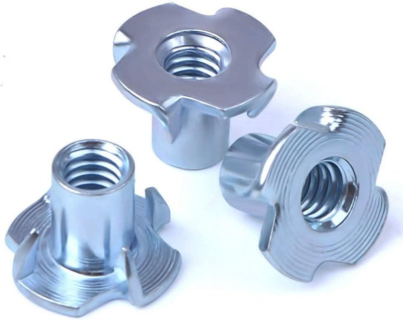 Hincell 120pcs Zinc Plated Steel T-Nut Assortment Kit - 4 Pronged Tee Blind Nuts for Wood and Furniture - Image 3