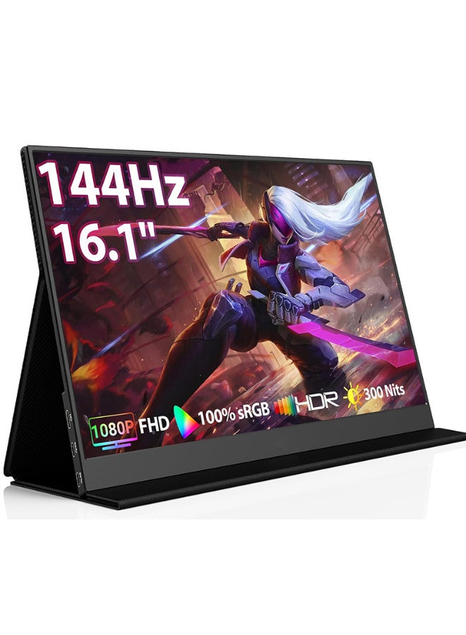 16.1 Inch Portable Monitor 144Hz – FHD 1080P Laptop Screen Extender with HDR, Ultra Slim Design, USB-C & HDMI, 100% sRGB, 300nits, Game & Work Dual Mode – 144Hz Portable Display for Laptop  - Image 1