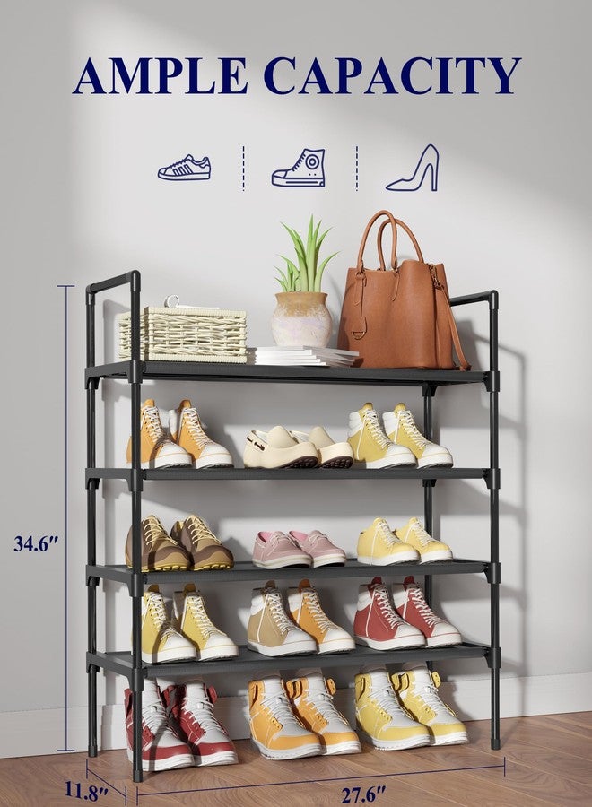 Kitsure Shoe Rack - 4-Tier Shoe Organizer, Shoe Rack for Closet, Entryway, Bedroom, Easy- Assembly Storage Shelf with Side Handles, 27.6" x 11.8" x 34.6", Black - Image 2