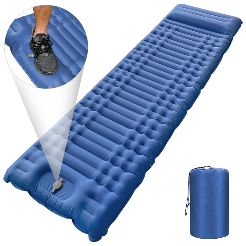 مضخة نوم نفخة سمكها 4 بوصات مع وسادة ومضخة مدمجة - فرشاة نوم خفيفة الوزن ومقاومة للماء ومرتبة هوائية للخيام والسفر بالسيارة والتسلق والرحلات العابرة للأرض - Image 1
