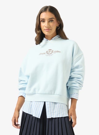 Crest Embroidery Relaxed Terry Sweatshirt