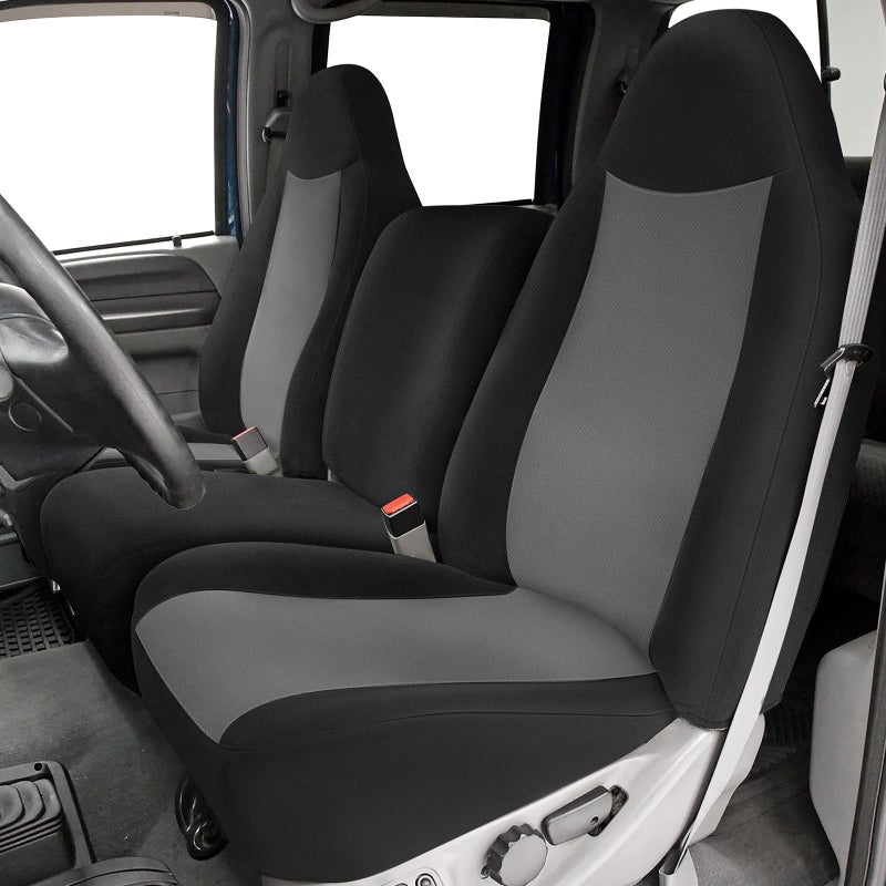 Kistrba Front Seat Cover Compatible with 1999-2007 Ford F250-F550, Front 40/20/40 Split Bench Seat Cover, Neoprene Fabric with Pointed Molded Headrests & Opening Console, No Shoulder on The Backrests - Image 1