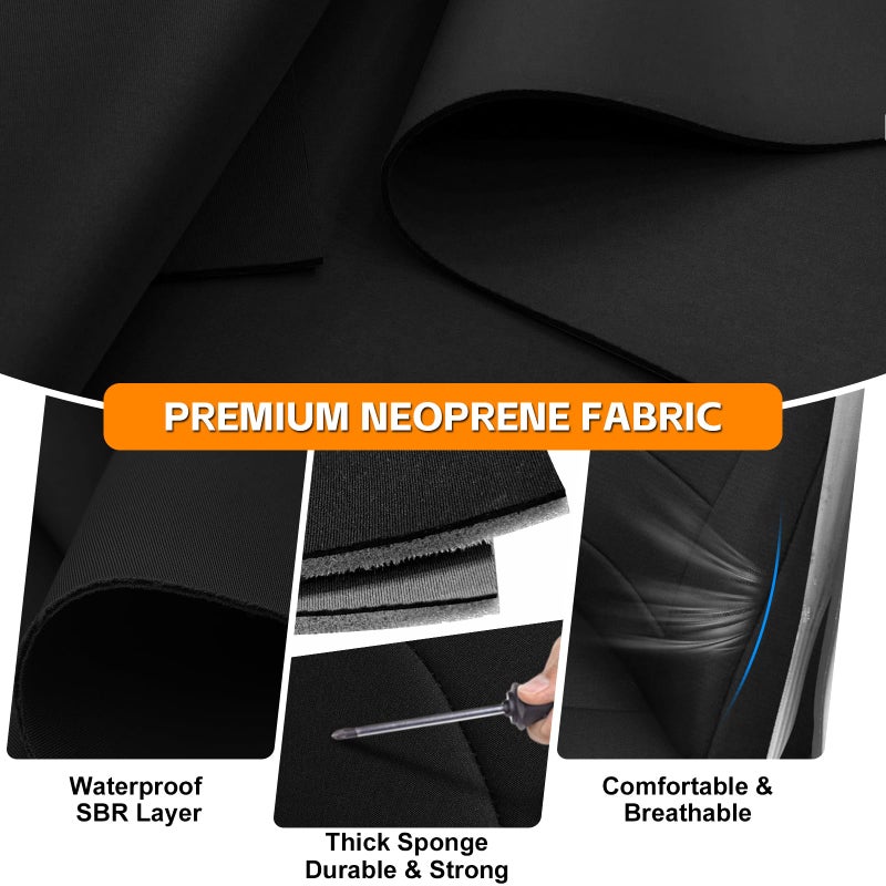 Kistrba Front Seat Cover Compatible with 1999-2007 Ford F250-F550, Front 40/20/40 Split Bench Seat Cover, Neoprene Fabric with Pointed Molded Headrests & Opening Console, No Shoulder on The Backrests - Image 4