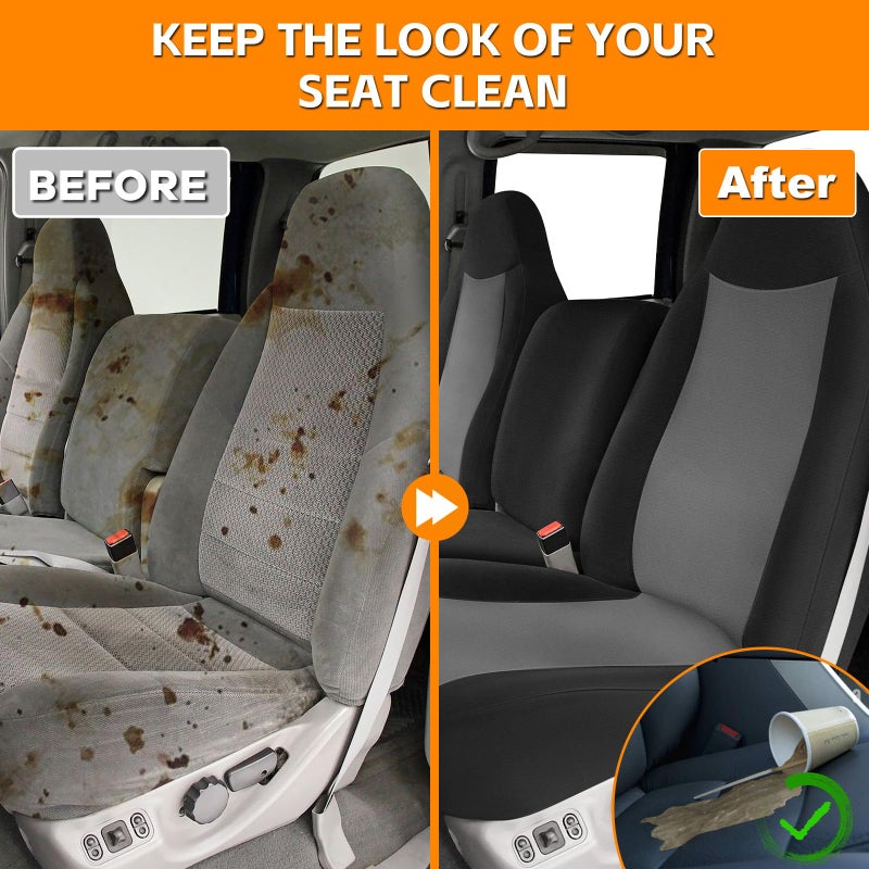 Kistrba Front Seat Cover Compatible with 1999-2007 Ford F250-F550, Front 40/20/40 Split Bench Seat Cover, Neoprene Fabric with Pointed Molded Headrests & Opening Console, No Shoulder on The Backrests - Image 3