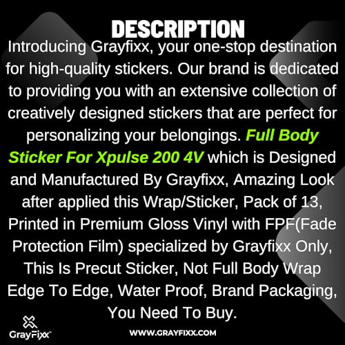 Grayfixx Full Body Sticker for Xpulse 200 4V | Made in Premium Gloss Vinyl with FPF(Fade Protection Film), Water Proof, Precut Sticker, Pack of 1 for Both Side with 2 Years Guarantee - Image 4