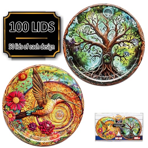 Supa Ant Canning Lids Regular Mouth (100pcs) Decorative Tin Canning Lids Regular Mouth (Wood Frame) Buckle Proof and Rust Proof - Perfect Fit Can Lid for Mason Jars Canning Supplies - Mason Jar Lids - Image 2