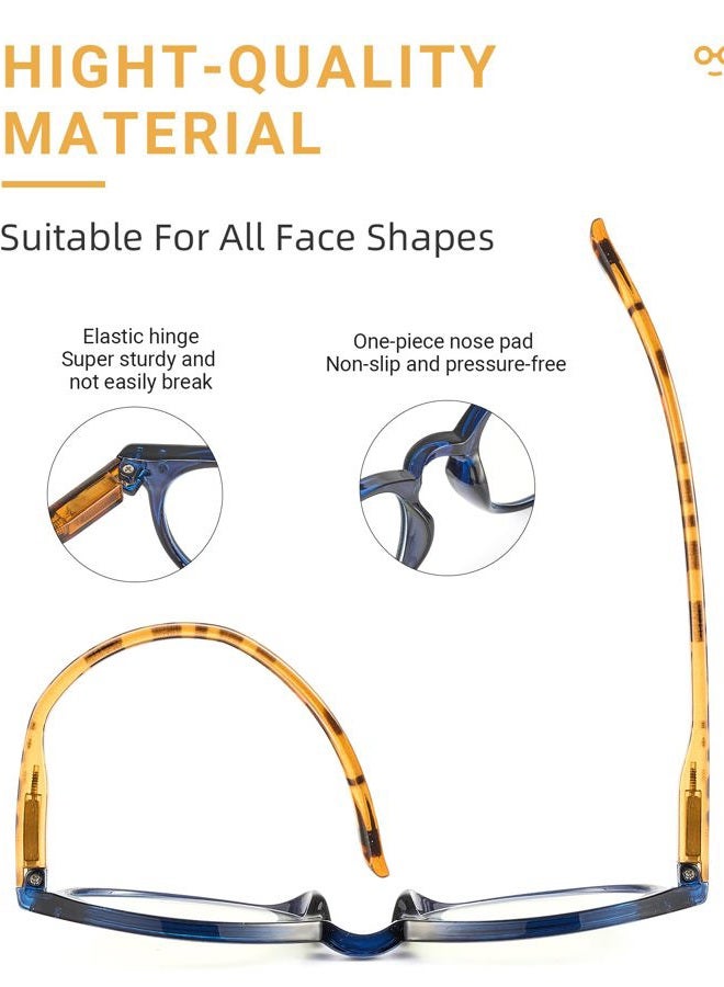 JOLISU 5 Pack Reading Glasses For Women/Men-Blue Light Blocking Computer Reader W/Round Frame - Retro Clear Lens Fake Eyeglasses（1.5） - Image 5