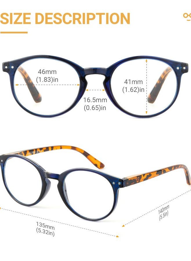 JOLISU 5 Pack Reading Glasses For Women/Men-Blue Light Blocking Computer Reader W/Round Frame - Retro Clear Lens Fake Eyeglasses（1.5） - Image 3