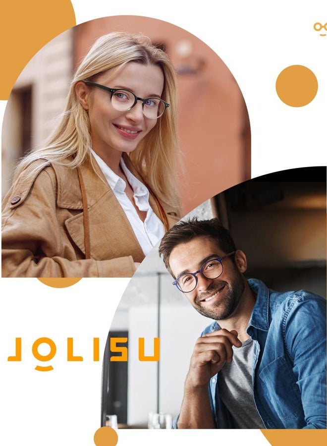 JOLISU 5 Pack Reading Glasses For Women/Men-Blue Light Blocking Computer Reader W/Round Frame - Retro Clear Lens Fake Eyeglasses（1.5） - Image 4