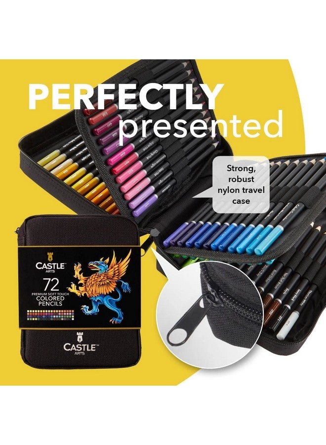 Castle Art Supplies 72 Colored Pencils Zipper-Case Set | Quality Soft Core Coloring Pencils For Adults, Professionals And Colorists | In Neat, Strong Carry-Anywhere Zipper Case - Image 2