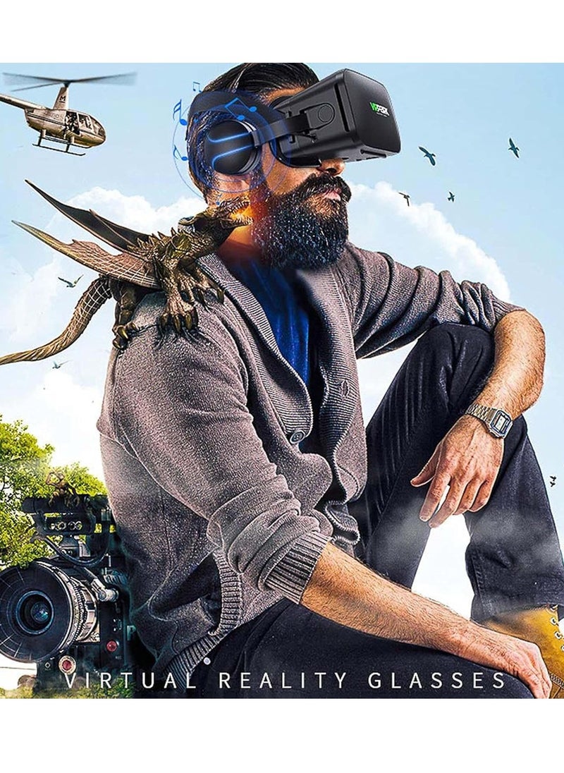 General - VR Headset Compatible/iOS/PC, Virtual Reality with Wireless Handle, VR Glasses for Immersive Games in 3D Movies with 360 Degree Panoramic Vision, for 3.5-6 Inch - Image 1
