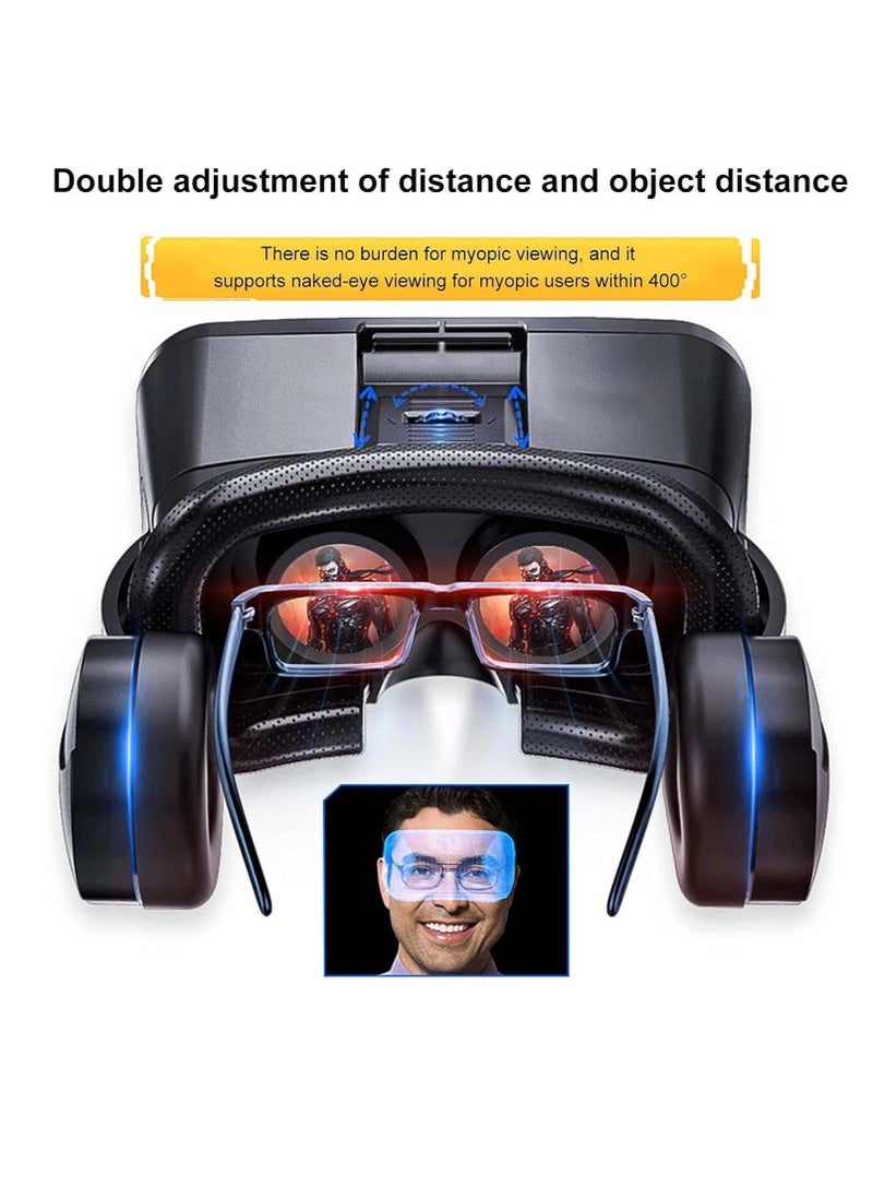 General - VR Headset Compatible/iOS/PC, Virtual Reality with Wireless Handle, VR Glasses for Immersive Games in 3D Movies with 360 Degree Panoramic Vision, for 3.5-6 Inch - Image 1