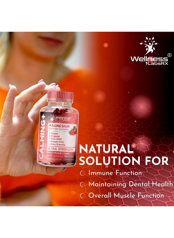 WELLNESS LABSRX Magnesium Glycinate Gummies - 1000 mg - Magnesium Supplement to Support Relaxation, Stress Relief, Heart Health - Chewable Magnesium Gummies for Adults - Strawberry Flavor - Image 5