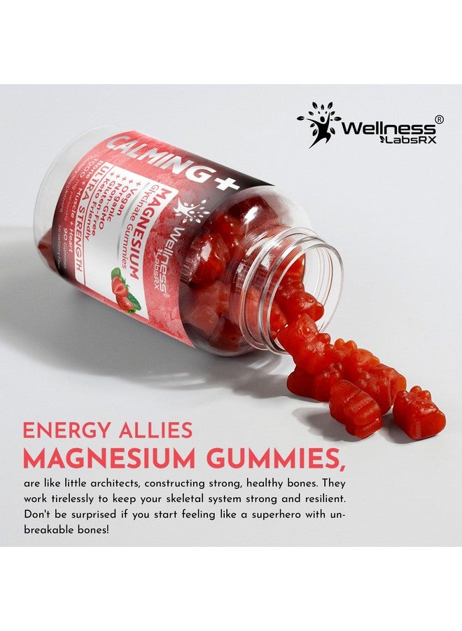WELLNESS LABSRX Magnesium Glycinate Gummies - 1000 mg - Magnesium Supplement to Support Relaxation, Stress Relief, Heart Health - Chewable Magnesium Gummies for Adults - Strawberry Flavor - Image 3