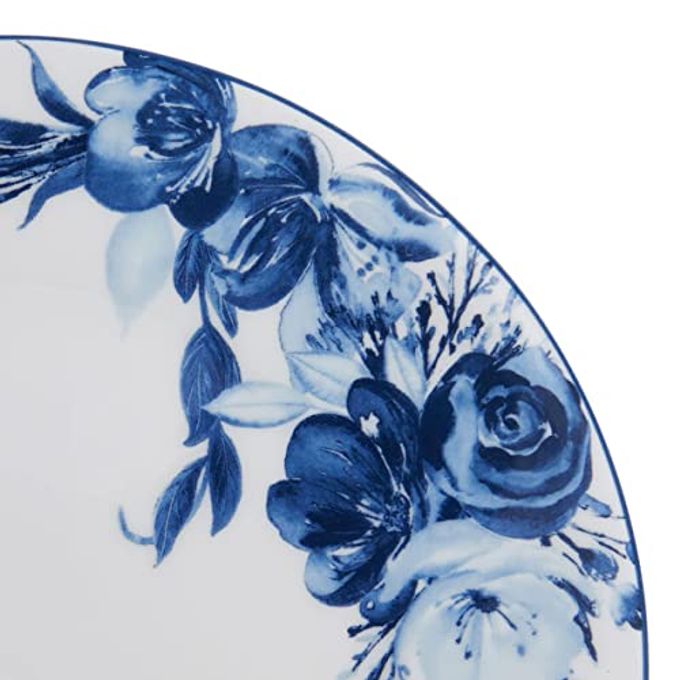 Mikasa Darcy Bone China Lightweight Chip Resistant 12 Piece Dinnerware Set, Service for 4,Blue and White - Image 3