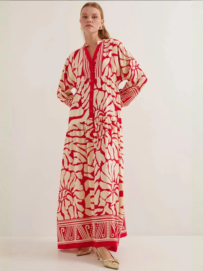 BIG DART BDART Patterned V-Neck Maxi Dress