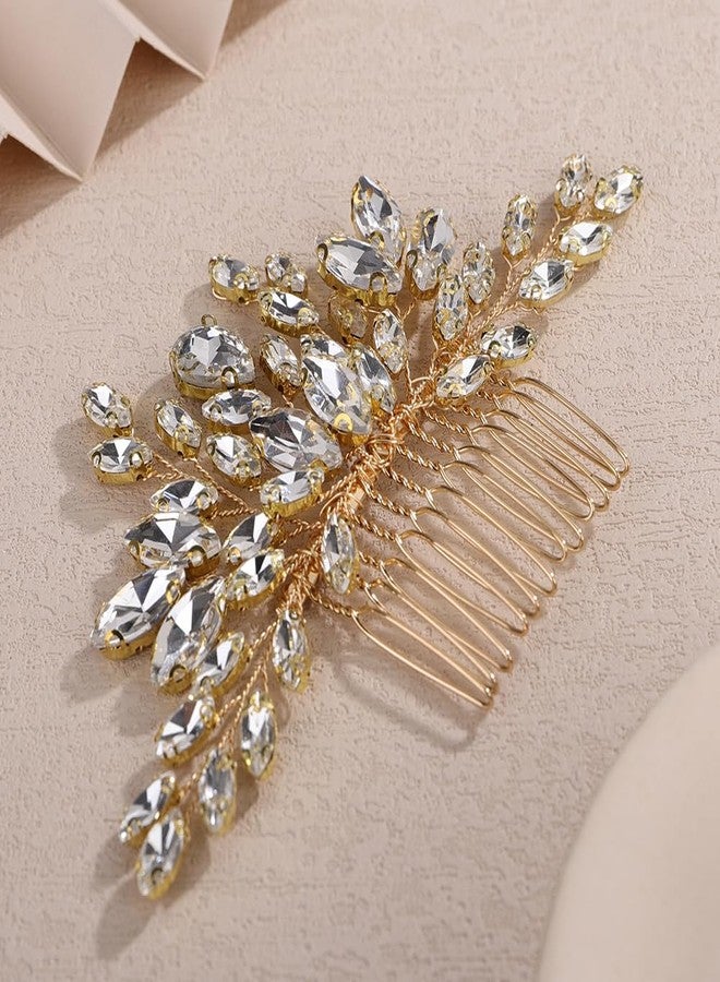 Rumtock Rhinestones Gold Hair Piece for Wedding Brides Handmade Hair Piece for Women Special Occasion Jewelry (Gold) - Image 3