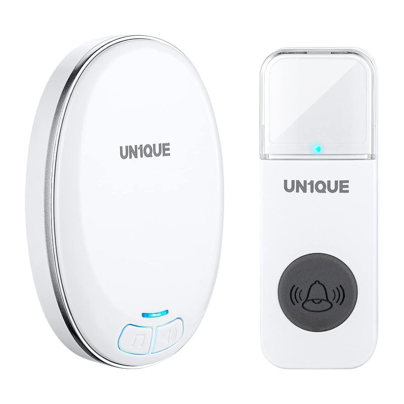 UN1QUE Wireless Door Bell for Home Small Calling Bell for Office 1000ft Long Range with 36 Chimes 100dB Louder Volume 4 Level Volume LED Light Info Board Design IP44 Waterproof - Image 1