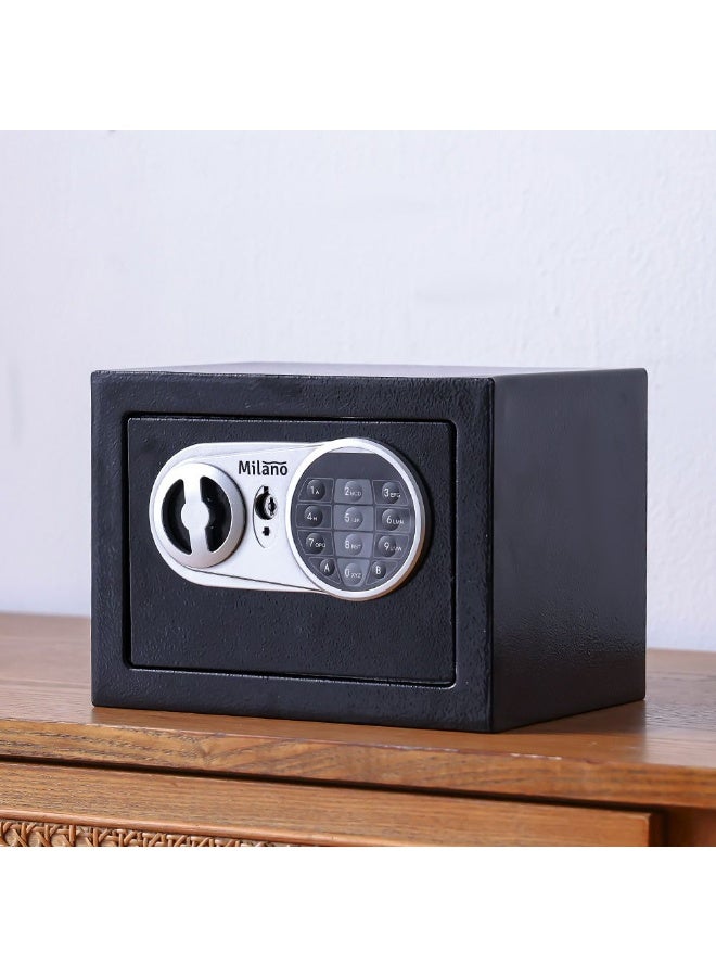 milano Milano James Safe 3L Silver Digi Panel Alloy Steel Electronic Digital Security Safe For Homes, Offices, Hotels L17Xw23Xh17Cm - Black - Image 1