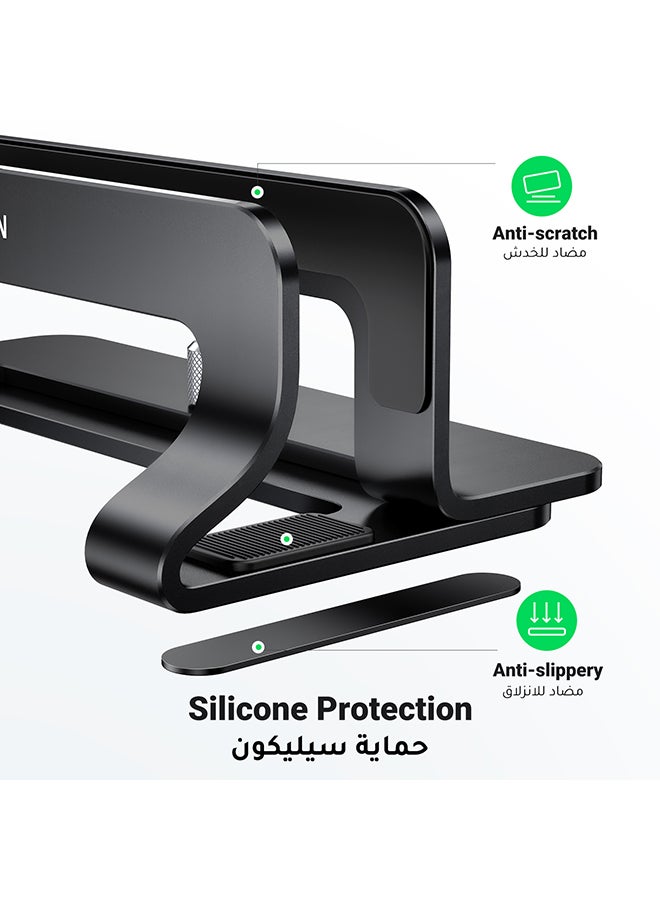 يو جرين حامل لابتوب عمودي من الألومنيوم، حامل سطح مكتب مزدوج مع قاعدة إرساء قابلة للتعديل، ومقابض سيليكون مضادة للانزلاق لجميع أجهزة التابلت/آيباد ماك بوك/البرميل/كروم بوك أسود - Image 5