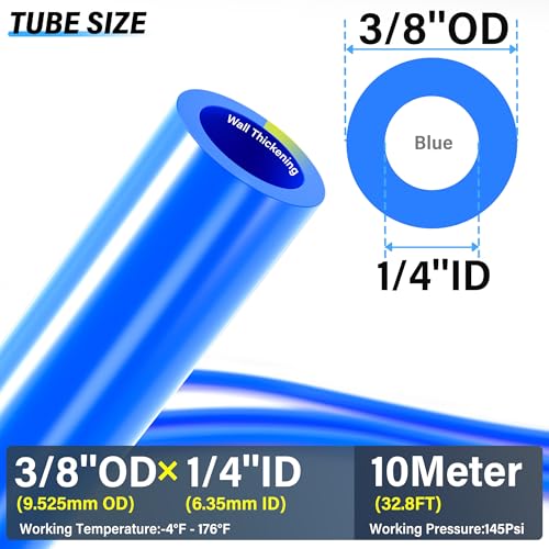 TAILONZ PNEUMATIC Blue 3/8 Inch OD 10 Meters PU Air Tube Pipe Hose Pu Air Hose for Air Line Tubing or Fluid Transfer Tubing - Image 2