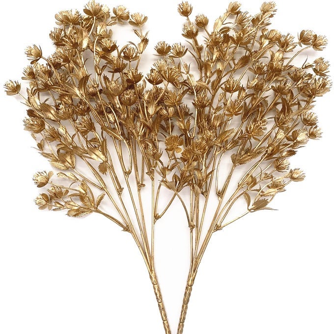 ARTIFICIAL GOLDEN BABYSBREATH PLANTS FAKE BABY BREATH PLANT GOLD 2 PACK PLASTIC GYPSOPHILA FLOWER BUSHES FAUX SHRUBS INDOOR OUTDOOR PLANTER VASE FILLER HOME GARDEN DECOR FOR CHRISTMAS DECORATION