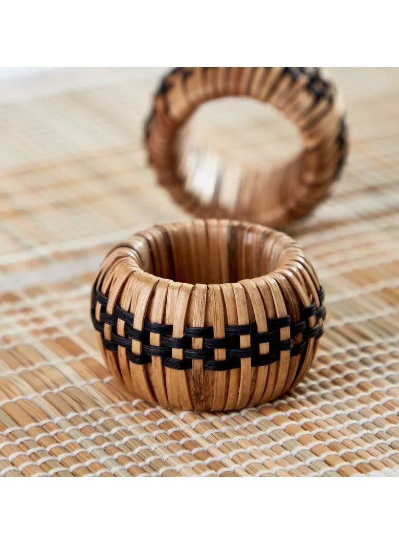 Home Box Vejile 2-Piece Rattan and Wood Napkin Ring Set 5 cm  - Image 3