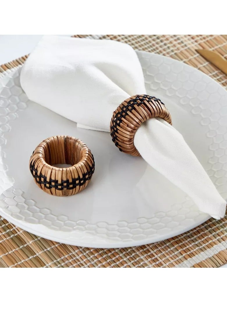 Home Box Vejile 2-Piece Rattan and Wood Napkin Ring Set 5 cm  - Image 2