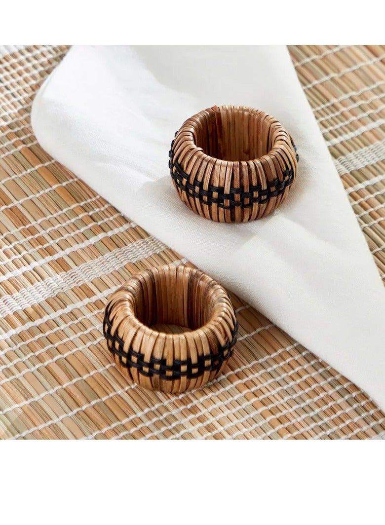Home Box Vejile 2-Piece Rattan and Wood Napkin Ring Set 5 cm  - Image 4