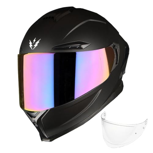 1Storm Motorcycle Full Face Helmet DOT Adults Street Bike Dual Visor Sun Inner Shield with One Extra Clear Shield: Matt Black - Image 4