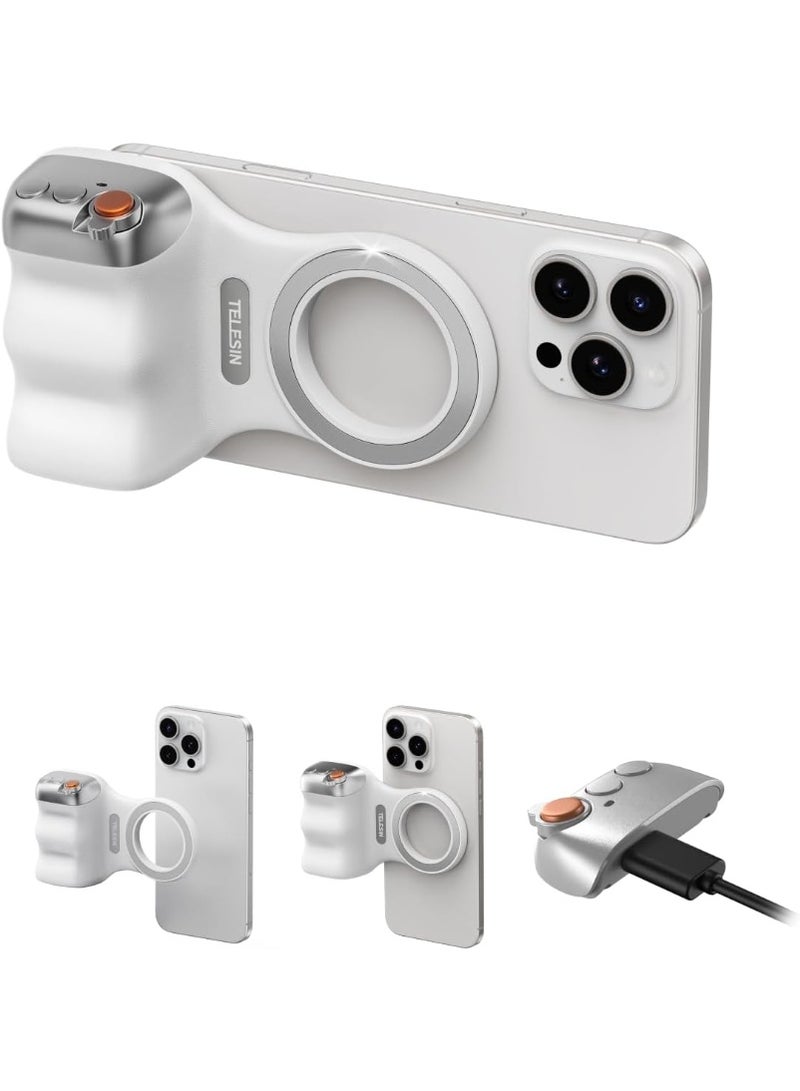 TELESIN Fun Shot Magnetic Phone Camera DSLR Style Shutter Grip for iPhone & Android with Detachable Wireless Shutter Button - MFI Certified - 1/4" Screw - Comfort Ergonomic Camera Grip Handle Holder - Image 1