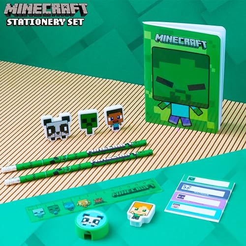 MINECRAFT حافظة أقلام مملوءة ومجموعة قرطاسية من ماينكرافت للأطفال، مستلزمات مدرسية - هدايا للأولاد (أخضر) - Image 2