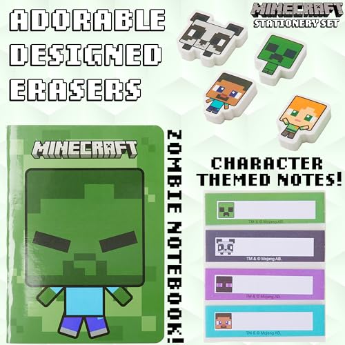 MINECRAFT حافظة أقلام مملوءة ومجموعة قرطاسية من ماينكرافت للأطفال، مستلزمات مدرسية - هدايا للأولاد (أخضر) - Image 5