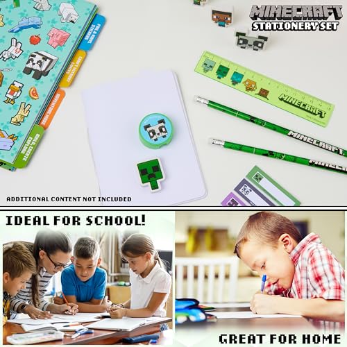 MINECRAFT حافظة أقلام مملوءة ومجموعة قرطاسية من ماينكرافت للأطفال، مستلزمات مدرسية - هدايا للأولاد (أخضر) - Image 4