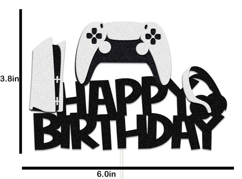 ChoJoy Video Game Cake Toppers Game Cake Decoration with Glitter Game for Video Game themed Party - Image 2