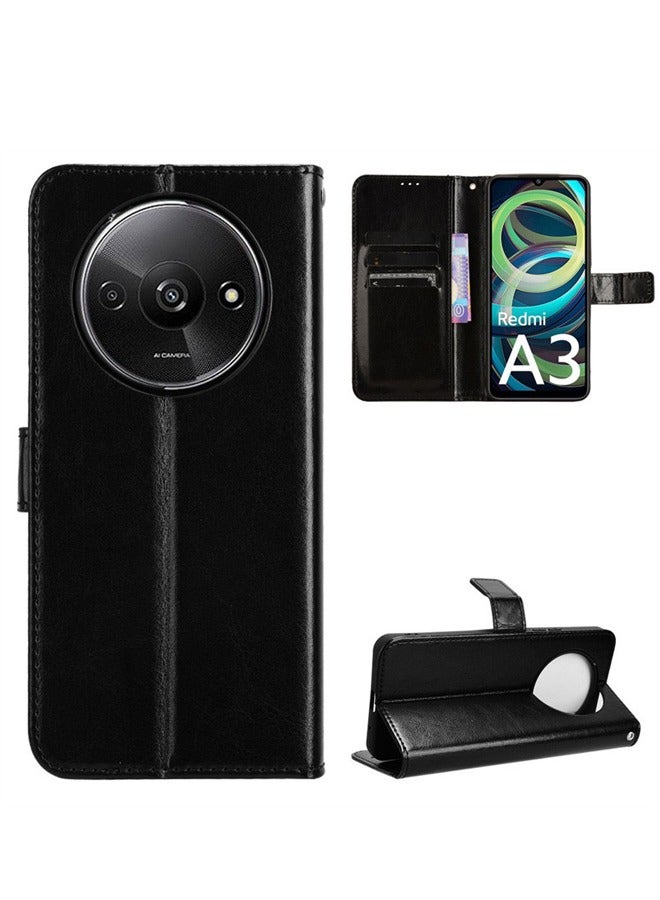 حافظة هاتف لهاتف Xiaomi Redmi A3 4G حافظة هاتف جلدية مغناطيسية للأعمال غطاء فليب أنيق مع فتحة للبطاقة وحامل لهاتف Xiaomi Redmi A3 4G - Image 1