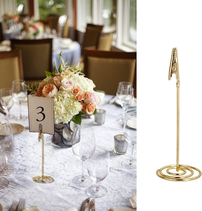 BetterJonny 24pcs Memo Holder Clip, Place Card Holder Photo Holder Table Number Holder Gold Memo Holder Menu Stand for Wedding Alligator Clip Photo Home Decoration Office Party - Image 5