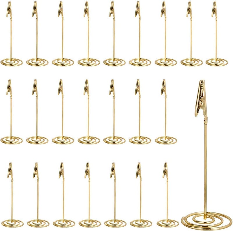 BetterJonny 24pcs Memo Holder Clip, Place Card Holder Photo Holder Table Number Holder Gold Memo Holder Menu Stand for Wedding Alligator Clip Photo Home Decoration Office Party - Image 1