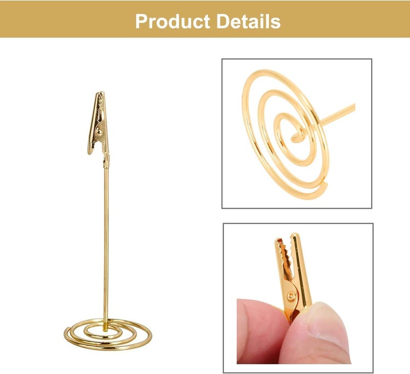 BetterJonny 24pcs Memo Holder Clip, Place Card Holder Photo Holder Table Number Holder Gold Memo Holder Menu Stand for Wedding Alligator Clip Photo Home Decoration Office Party - Image 3