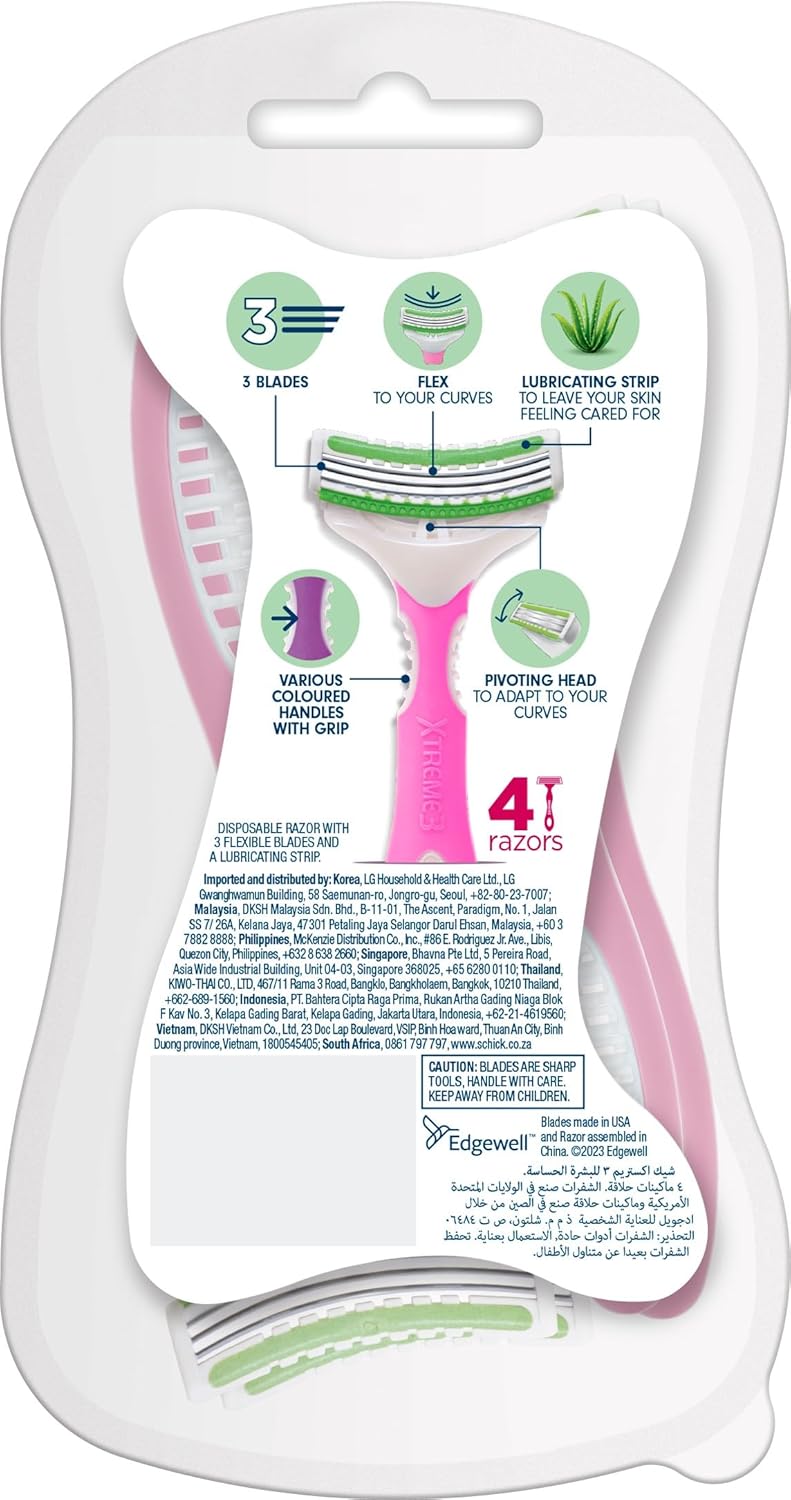 Intuition Xtreme3 Disposable Razors for Women - 4 Pack with Aloe and Vitamin E for Sensitive Skin - Image 2