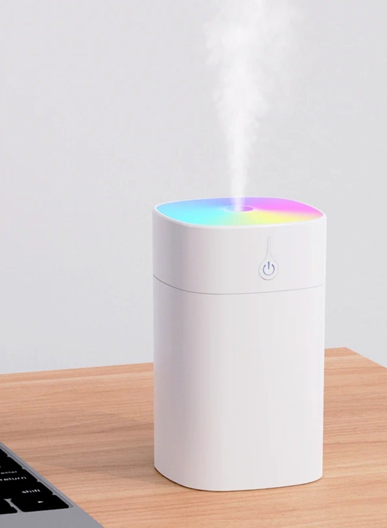 Bedroom Humidifier, Cool Mist Colored Humidifier, 400ml Portable Mini Humidifier with Night Light, Auto Shut-Off, Two Mist Modes, Ultra Quiet, for Home, Office, and Gaming, White - Image 1