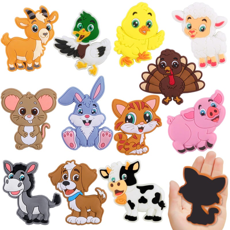 YUJUN 12PCS Fridge Magnets for KidsCute Vivid Farm Animals Refrigerator Magnets Toys for Fridge Baby Educational Present Full Back Magnetic Toddler Magnets
