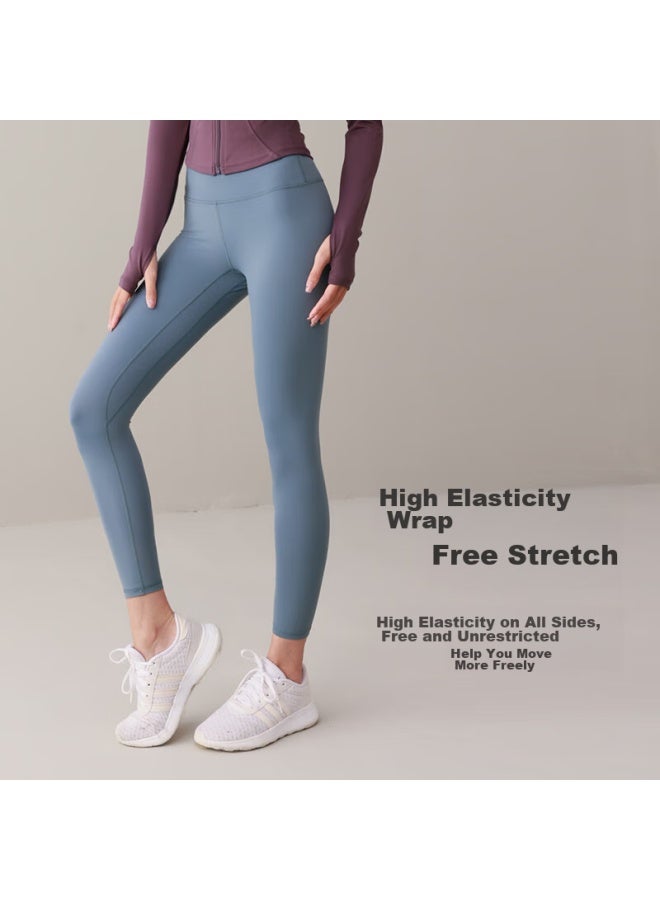 Fandimu Sports Yoga Outfit For Women, Slimming Fitness Running Stand-collar Jacket And Long Pants, Charismatic Purple + Misty Blue, Size S - Image 4