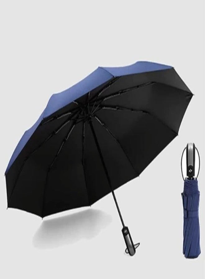 SG-Mart 3-Fold Automatic Open Close Umbrella | Cute Portable Outdoor Rain Umbrella for Men, Women, Kids, Car Travel, Blue (1 Pc) - Image 3
